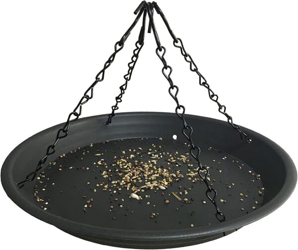 12.8" Platform Bird Feeder,Large Hanging Tray Squirrel Feeder,Wild Bird Seed Catcher Tray,Bird Viewing,for Attracting Birds Outdoors,Yard Garden,Backyard Decoration,Gift Ideas for Bird Lovers, Black