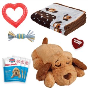 Snuggle Puppy Heartbeat Stuffed Toy for Dogs - Pet Anxiety Relief and Calming Aid - Biscuit - New Puppy Starter Kit (Blue)