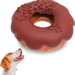 PetBuds Indestructible Dog Toys - Interactive Dog Toys For Boredom - Doughnut Shape Treat Dispenser Dog Toy and Chew Toys For Dogs - 2 in 1 Dog Treat Toy and Dog Chew Toys. (Fleshy Brown, Doughnut)