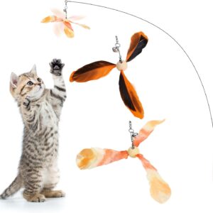 Pawaboo Feather Teaser Cat Toy, Interactive Feather Wand Cat Toy Flying Feather Cat Catcher with Extra Long 35" Wand and Small Bell, Fun Exerciser Playing Toy for Kitten or cat, Orange