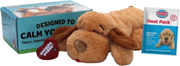 Snuggle Puppy Heartbeat Stuffed Toy for Dogs - Pet Anxiety Relief and Calming Aid - Biscuit