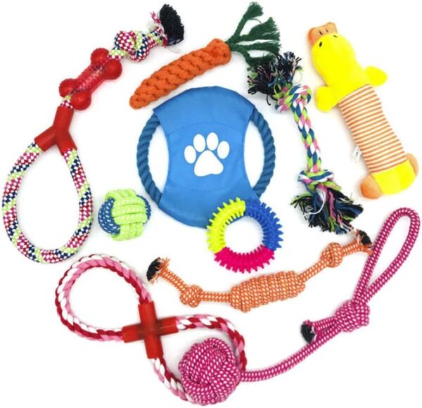 Wefine Dog Toys Puppy Chew Toys from 8 Weeks,Dog Rope Toys 100% Natural Cotton Rope for Small and Medium Dog (10 PCS)