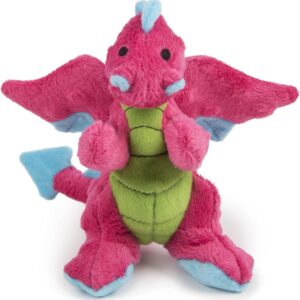 goDog Bubble Plush Dragons Squeaky Dog Toy, Chew Guard Technology - Pink, Small