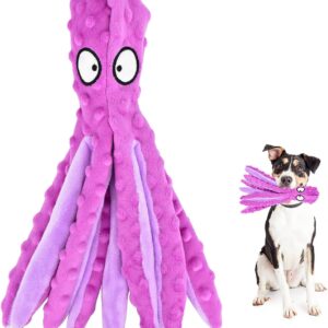 RIO Direct Dog Plush Toys Octopus - No Stuffing Dog Squeaky Toys with Crinkle Paper, Sturdy Dog Chew Toys Funny Interactive Toys for Small to Medium Dogs Training and Playing