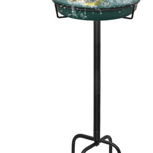 28In Freestanding Birdbaths Bowl Outdoor, Free Standing Garden Bird Bath Bird Feeder Bowl with Metal Stake, Detachable Decoration Spa Birdfeeder for Garden Patio Yard Lawn, 4 Spiky Feet… (B)