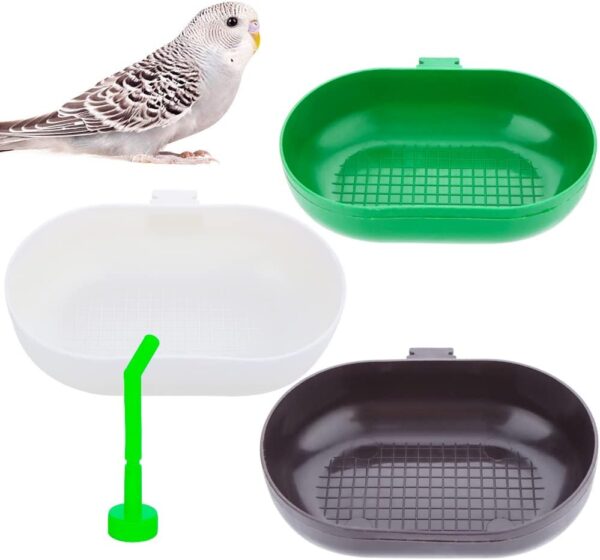 3 Pack Small Bird Plastic Feeder Seed Food Feeding Cup for Bird Parakeet Budgie Cockatiel Lovebird