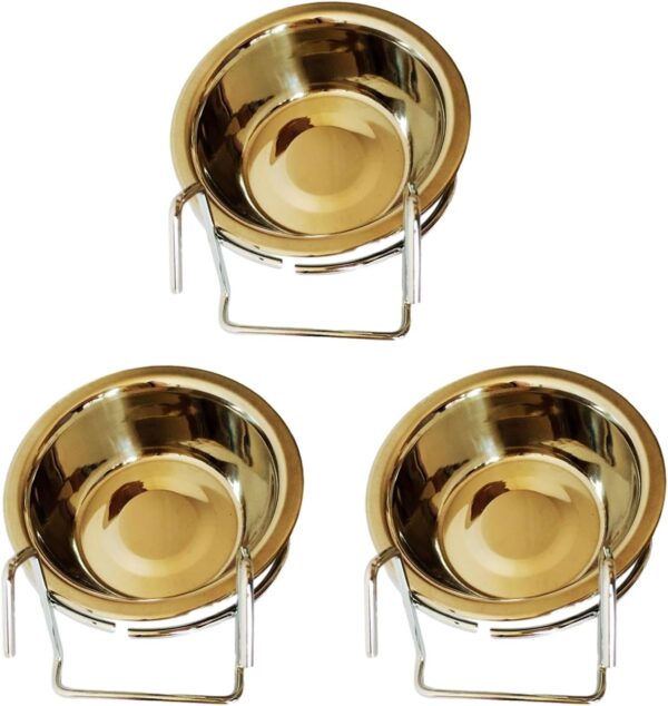 3PCS Birds Hangable Cage Bowl Stainless Steel Pet Birds Dish Cup Feeding Food Drinking Feeder for Bird