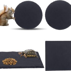 4 Pcs Reptile Basking Platform Tortoise Rock Plate Slate Reptile Basking Platform Feeding Dish Natural Rock Bathing Resting Platform for Turtle Lizard Bearded Dragon Gecko Snake Habitat Decor