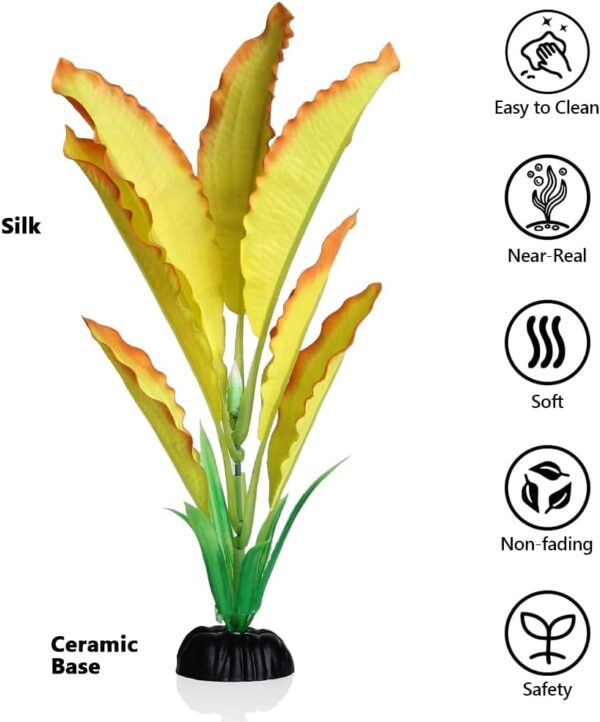 Emotionlite Aquarium Plants, Artificial Fish Tank Silk Decorations Decor Plants Set Purple & Yellow 3 Packs - Image 2