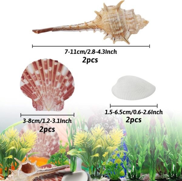 QUOZUO 16pcs Aquarium Decorations Colorful Plants with Natural Shells, Fish Tank Accessories, Fish Tank Plants Plastic Decoration for Aquariums - Image 7