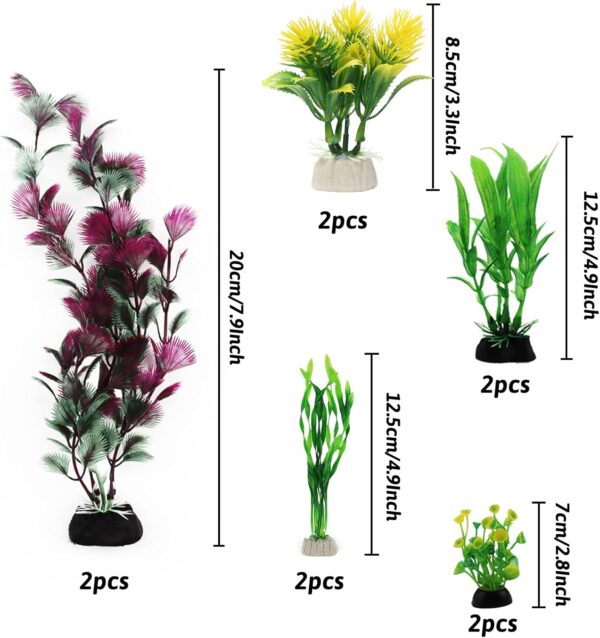 QUOZUO 16pcs Aquarium Decorations Colorful Plants with Natural Shells, Fish Tank Accessories, Fish Tank Plants Plastic Decoration for Aquariums - Image 6