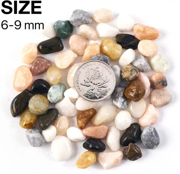 JeeMooTown 1.8kg(3.96lb) Colorful Decorative Stones for Plant Pots, 6-9mm Fish Tank Stones Aquarium Stones, Small Aquarium Substrate Gravel, Natural Color, Non-dyeing, Safe for Water, Fish and Plant - Image 2