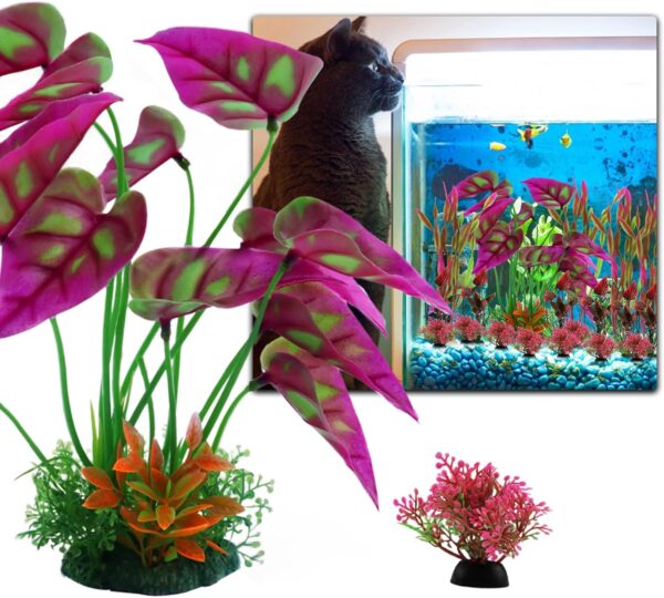 QUOZUO 20pcs Aquarium Decorations Plants, Aquarium Decor Colorful Plants, Fish Tank Accessories, Fish Tank Plant Plastic Decoration for Aquariums, Small to Large - Image 3