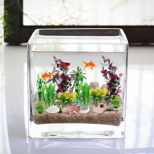 QUOZUO 16pcs Aquarium Decorations Colorful Plants with Natural Shells, Fish Tank Accessories, Fish Tank Plants Plastic Decoration for Aquariums - Image 5