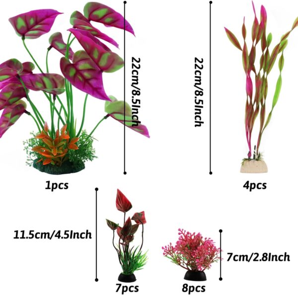 QUOZUO 20pcs Aquarium Decorations Plants, Aquarium Decor Colorful Plants, Fish Tank Accessories, Fish Tank Plant Plastic Decoration for Aquariums, Small to Large - Image 4