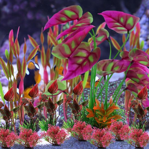 QUOZUO 20pcs Aquarium Decorations Plants, Aquarium Decor Colorful Plants, Fish Tank Accessories, Fish Tank Plant Plastic Decoration for Aquariums, Small to Large - Image 7