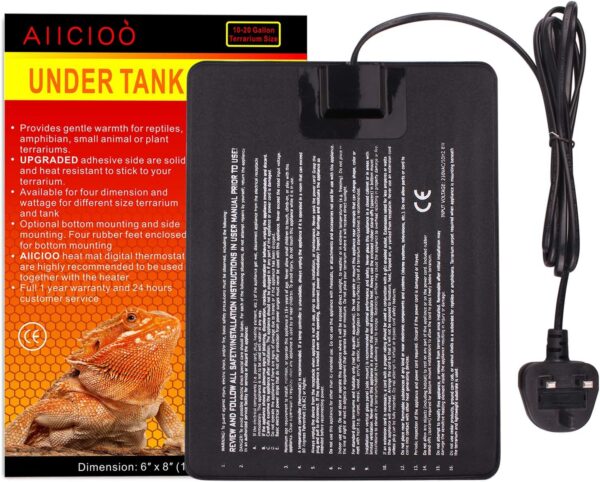 AIICIOO Lizards Terrarium Heat Pads - 8W Pets Heating Pad Aquarium Heated Mats Tank Warmer for for Reptiles, Lizard, Turtles, Snake