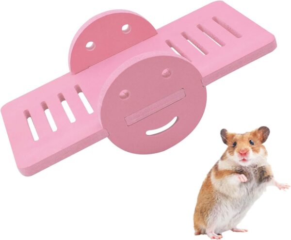 Andiker Hamster Seesaw, Hamster Rainbow Bridge Climb and Play Toy, Hamster Activity Toy Boredom Breaker, DIY Hamster Cage Accessories for Small Pets (Pink, Seesaw)