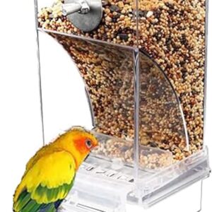 Automatic Bird Feeder, Transparent Acrylic Food Container For Cage, Cage Accessories, Anti-Spill Bird Feeder, No Mess Bird Feeder, For Small And Medium Parakeets Lovebirds (Transparent)