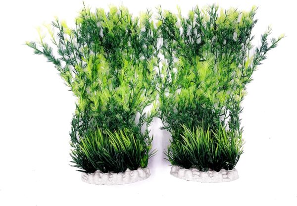 BEGONDIS 2Pcs Aquarium Decorations Fish Tank Artificial Green Water Plants Made of Soft Plastic