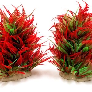 BEGONDIS 2Pcs Aquarium Decorations Fish Tank Artificial Water Plants Made of Soft Plastic, Good for All Fish & Pets (Red)