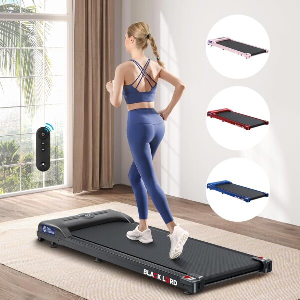 BLACK LORD Walking Pad, Treadmill for Home, Under Desk Treadmill with LED Display & Bluetooth Speaker & Remote Control, Running Machine 1-9KM/H or 1-12KM/H, 120KG Capacity, No Assembly