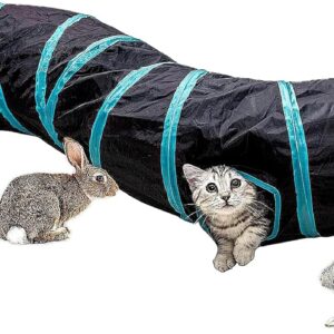 Baguuaray Cat Tunnel Collapsible 2 Way / 3 Way Pet Play Tunnel Tube Toys for Indoor Outdoor Pet Interactive Toy Tunnel Tube for Puppy, Kitten, Rabbits, Guinea Pig (2 Way)