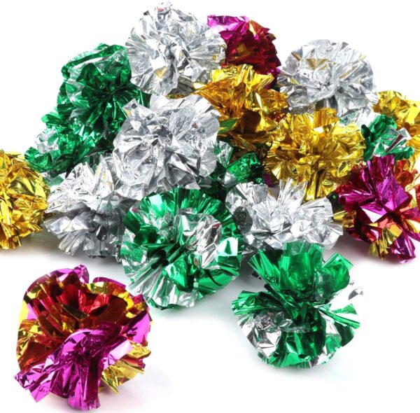 Bestsupplier 25 Pack Crinkle Balls Cat Toys - Original Mylar Crinkle Balls Cat Toys