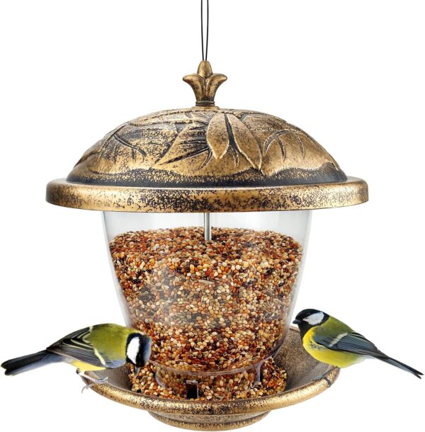 Bird Feeders Hanging Mixed Seed Feeder Wild Bird Food Cage Bird Feeder Squirrel Proof -Gold