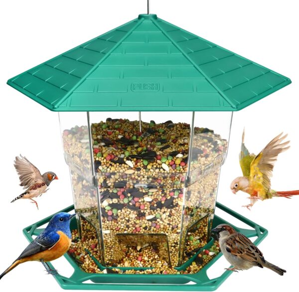 Bird Feeders for Outside Hanging Bird Feeder Adjustable Wild Bird Seed Feeder Large Capacity Hummingbird Feeder Squirrel Proof Bird Feeder Birds Food Container Waterproof Outdoor Garden Yard Decor