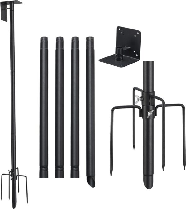 Bird House Pole, 190 cm Bird Feeder Pole Mount for Outdoors Heavy Duty Universal Mounting Pole Kit with 5 Prongs Base