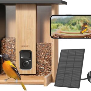 Birdfy Upgraded- Bird Feeder Camera, Auto Record Video & Notify When Birds Visit, Bamboo Bird Feeders, Bird Box Camera, Smart Bird Feeder