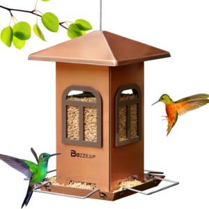 Buzzeap Bird Feeder for Outside Hanging, Bird Seed for Outside Wild Bird Feeders for Garden Yard Outdoor Decoration, Chew-Proof and Rust-Proof