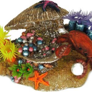 CLASSIC Clam with Plants Aquarium Ornaments 115mm