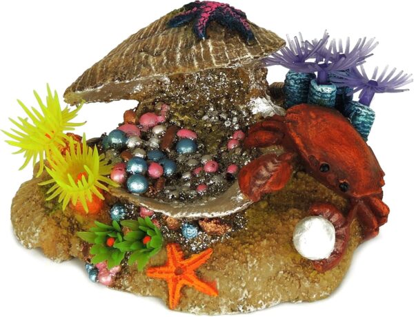 CLASSIC Clam with Plants Aquarium Ornaments 115mm