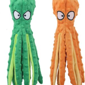 CPYOSN Dog Squeaky Toys Octopus - No Stuffing Crinkle Plush Dog Toys for Puppy Teething, Durable Interactive Dog Chew Toys for Small to Medium Dogs Training and Reduce Boredom, 2 Pack