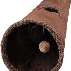 Cat Tunnel Toy 12 Inches Diameter Cats Play Tunnel Indoor Suede Pet Toys Foldable Large Cat Tube Tunnel with Peek Hole for Kitten Puppy Dogs Rabbits and Small Animals Pets Entertainment Supplies