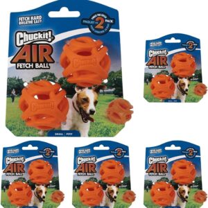 Chuckit! Air Fetch Dog Ball Durable Rubber Dog Toy Launcher Compatible Dog Balls, 10 Pack, Small