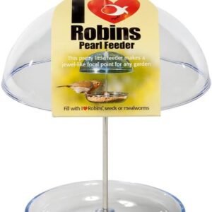 Clear Hanging Bird Feeders For Small Birds - Jacobi Jayne® I Love Robins® Pearl Feeder™ - Attracts Small Garden Birds. HangIng Bird seed Feeder Perfect For Seed Mixes And Mealworms.