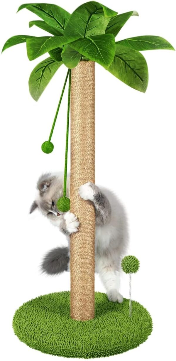 Dohump Cat Scratching Post, 78cm Tall Scratching Pole with Premium Sisal Rope, Two Interactive Hanging Balls and Spring Ball Toys for Indoor Kittens and Cats