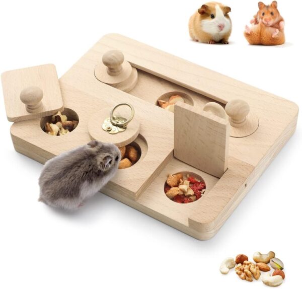 Dorakitten Guinea Pig Foraging Toys: 6 in 1 Hamster Wooden Interactive Enrichment Toy Treat Dispenser for Small Animal Funny Toys for Guinea Pigs, Chinchillas, Hamsters, Rats and Gerbils