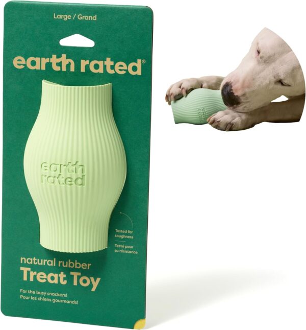 Earth Rated Treat Dispensing Dog Toy, Enrichment Toy for Adult and Puppy Dogs, Slow Feeder, Dishwasher and Freezer-Safe, Natural Rubber, Large, Green