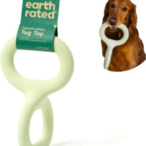 Earth Rated Tug of War Dog Toy, Interactive Pull Toy for Adult and Puppy Dogs, Ergonomic Grip, Natural Rubber, Large, Green