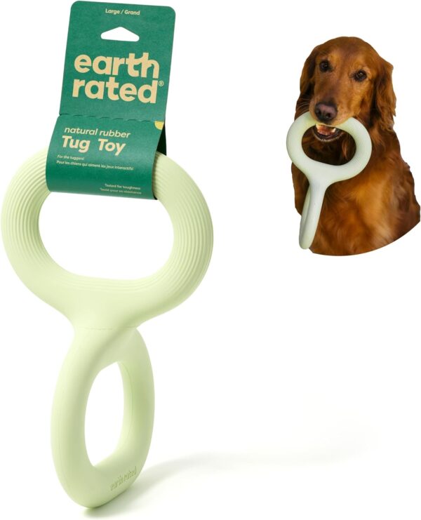 Earth Rated Tug of War Dog Toy, Interactive Pull Toy for Adult and Puppy Dogs, Ergonomic Grip, Natural Rubber, Large, Green