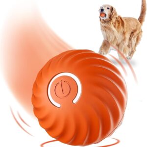 FOUR ANGELS Interactive Dog Toys Dog Balls, 67MM Moving Dog Ball for Puppy/Small/Medium Dogs, Durable Motion Activated Automatic Rolling Ball Toys, USB Rechargeable (Orange, Large)