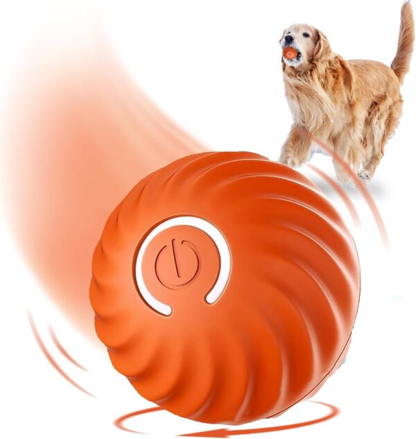 FOUR ANGELS Interactive Dog Toys Dog Balls, 67MM Moving Dog Ball for Puppy/Small/Medium Dogs, Durable Motion Activated Automatic Rolling Ball Toys, USB Rechargeable (Orange, Large)