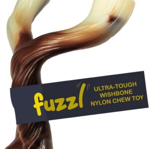 Fuzzl Ultra Tough Nylon Dog Chew Toy - Beef Flavour Wishbone Tough Dog Toys for Extreme Chewers Dog Bone Long Lasting Dog Chew Toys for Aggressive Chewers Strong Dog Toy Dogs Durable Puppy Toys