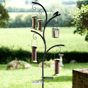 Garden Mile Wild Bird Feeder Station - Stylish Tree Look Hanging Bird Feeders with Many Hooks and Branches - Seed, Peanut, Sunflower and Fat Ball Bird Feeders Ideal for Outdoors, Graden, Patio