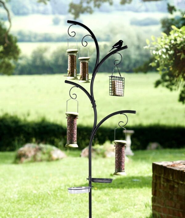 Garden Mile Wild Bird Feeder Station - Stylish Tree Look Hanging Bird Feeders with Many Hooks and Branches - Seed, Peanut, Sunflower and Fat Ball Bird Feeders Ideal for Outdoors, Graden, Patio