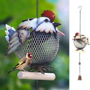 HSHD Solar Bird Feeders Squirrel-Proof for Outside,Cute Animal Shaped Birdfeeders,Bird feeder Gifts for Bird Lovers (Rooster Shaped)